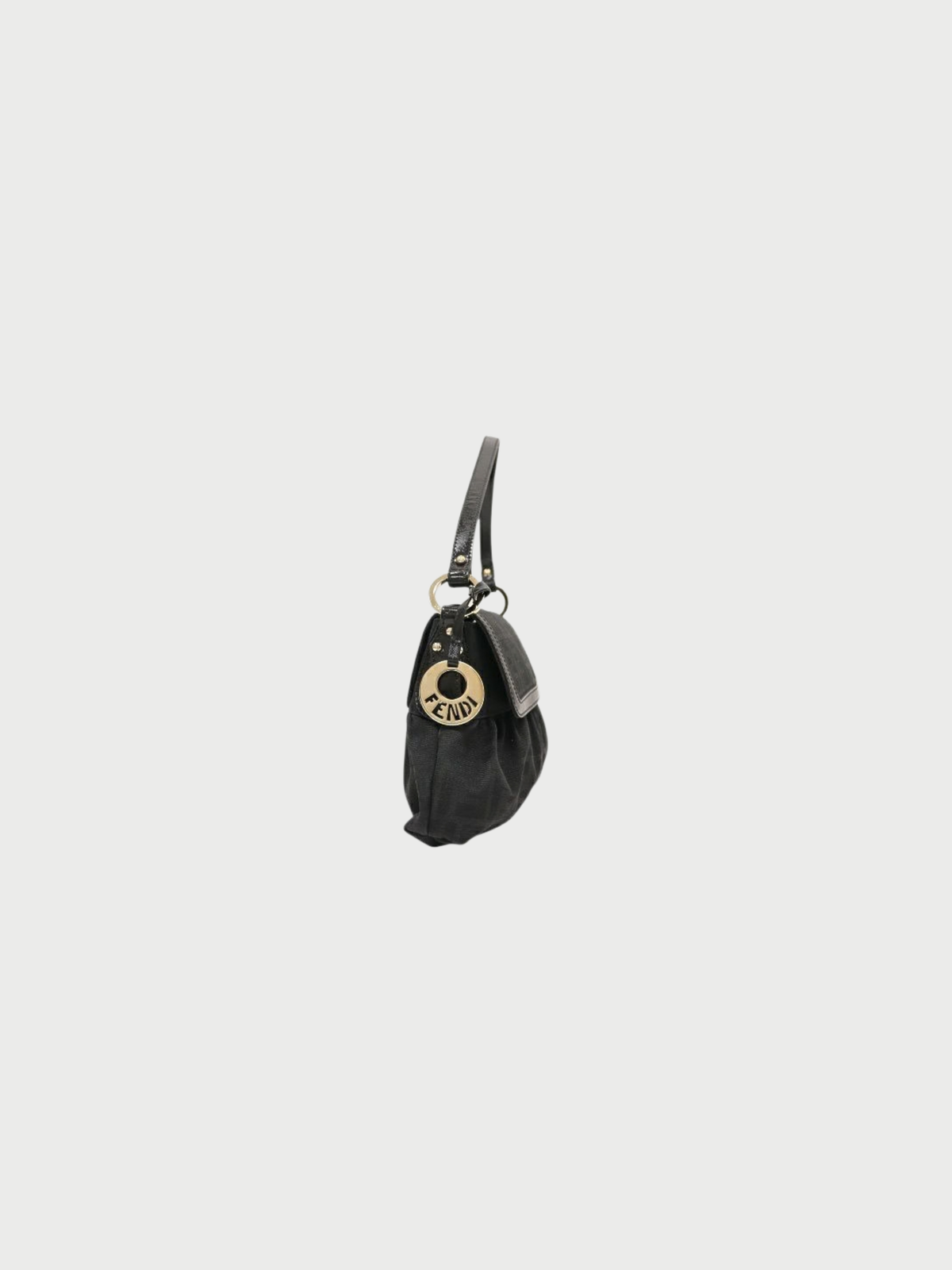 Fendi 2000s Black Zucca Canvas One-Shoulder Bag
