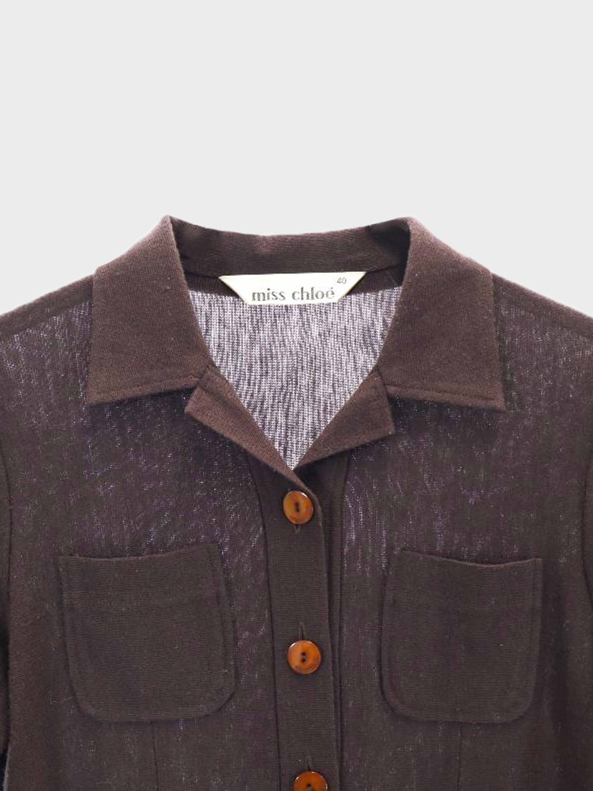 Chloé 2000s Brown Wool-blend Button-down Long Sleeve Dress