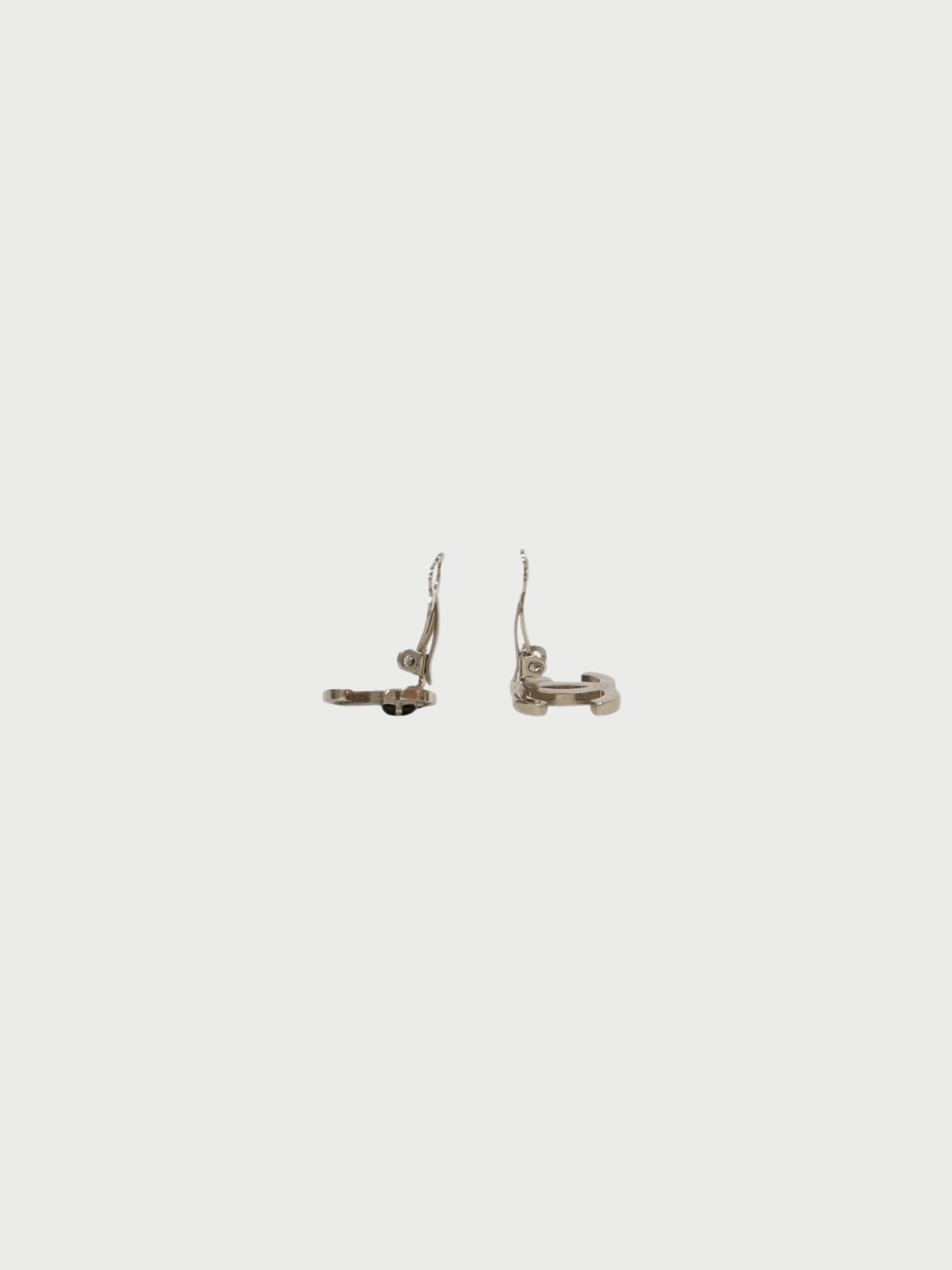 Chanel 2005 Silver Plated Metal COCO Rhinestone Clip-On Earrings