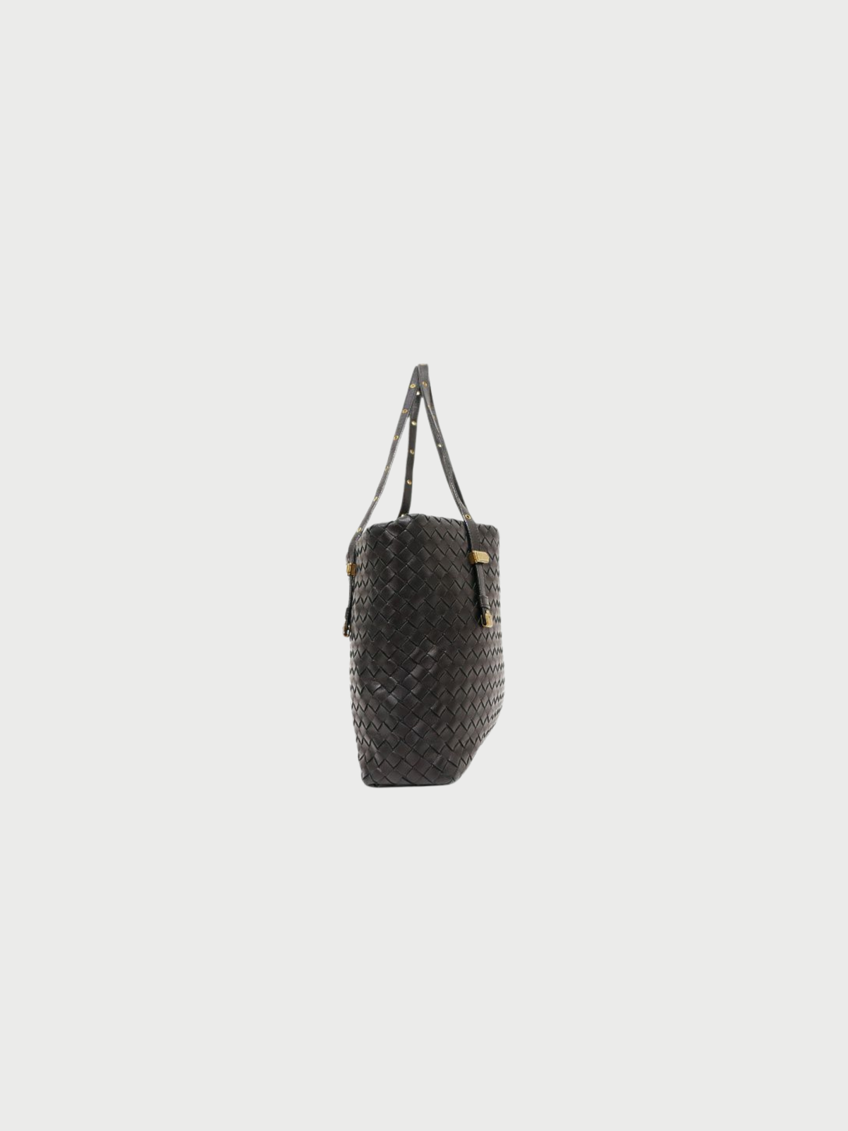 Bottega Veneta 2000s Black Leather Intrecciato Tote Bag