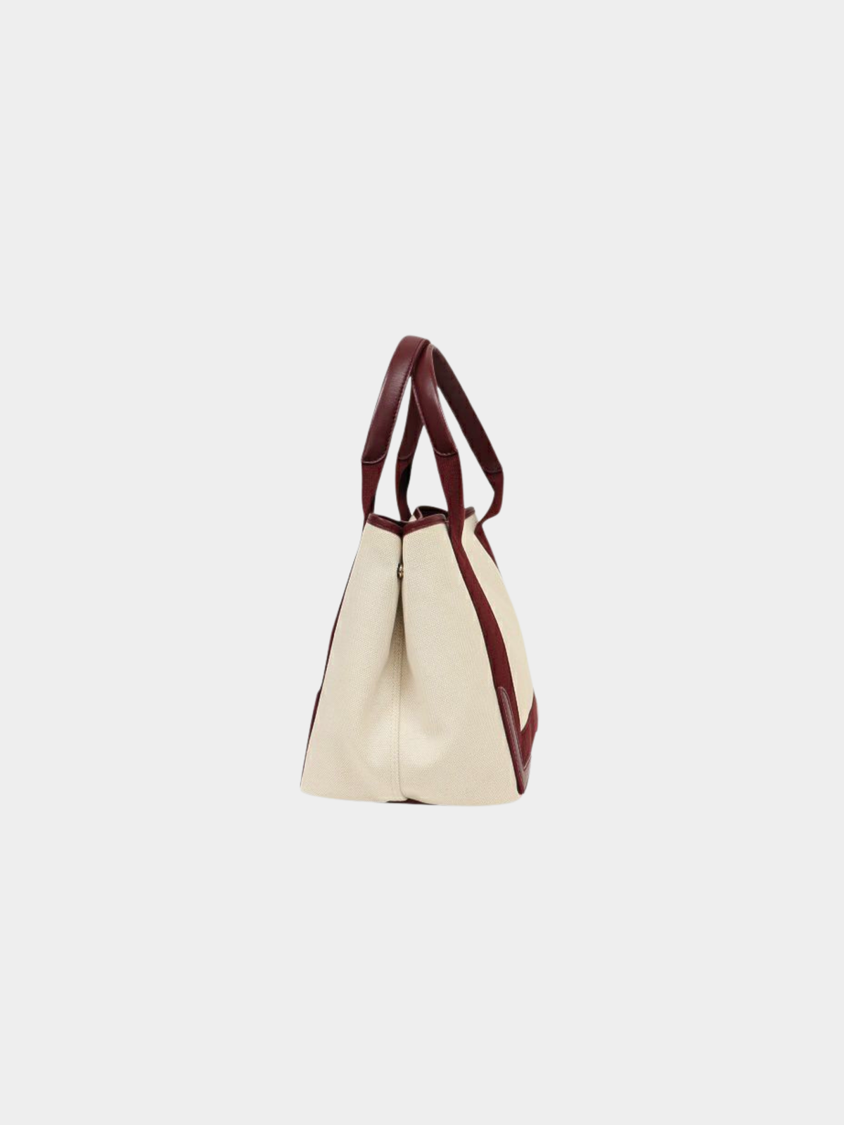 Balenciaga 2010s Ivory Bordeaux Canvas Navy Cabas S Tote