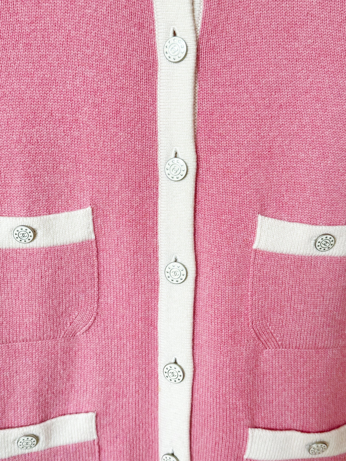 Chanel 2013 Pink and White Cashmere Cardigan