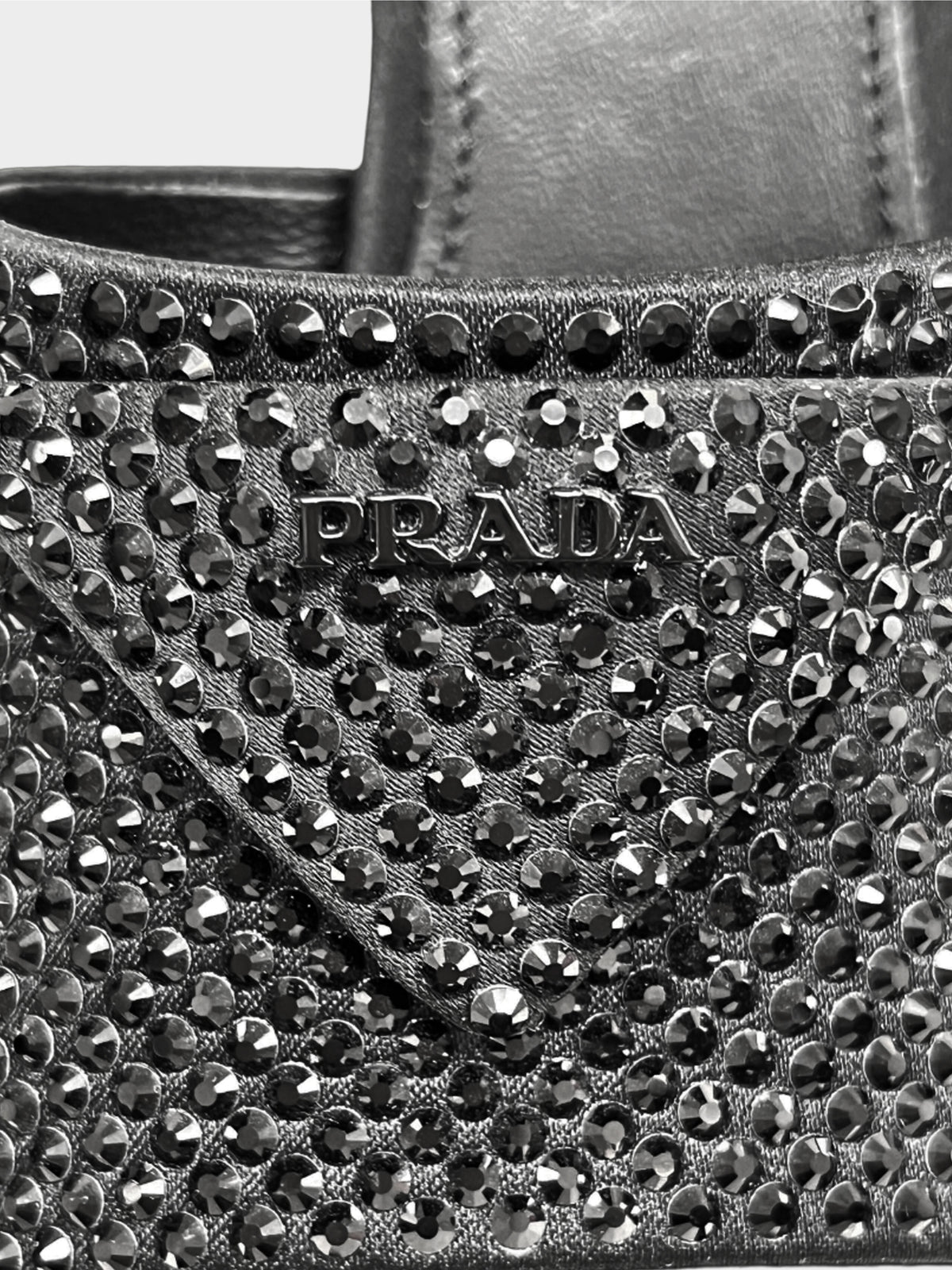 Prada SS 2022 Black Satin Swarovski Heeled Mules
