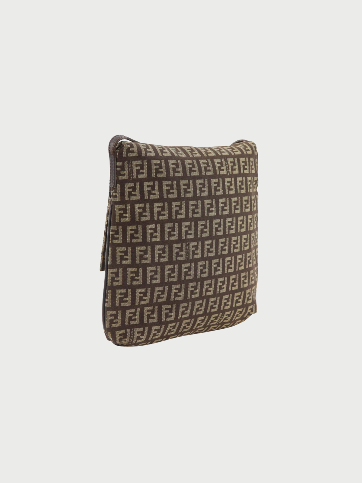 Fendi 2000s Brown Zucchino Canvas Crossbody Shoulder Bag