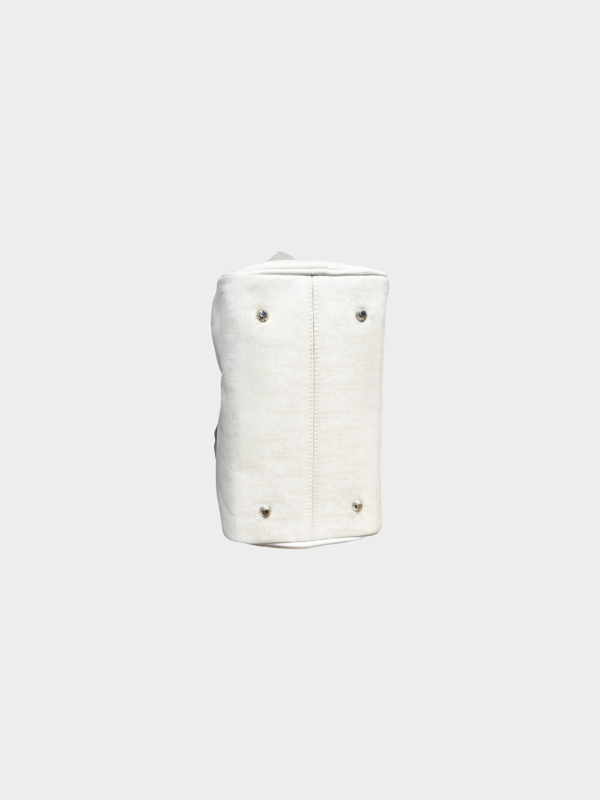Christian Dior by John Galliano Late 2000s White Canvas and Leather Diorissimo Boston Bag