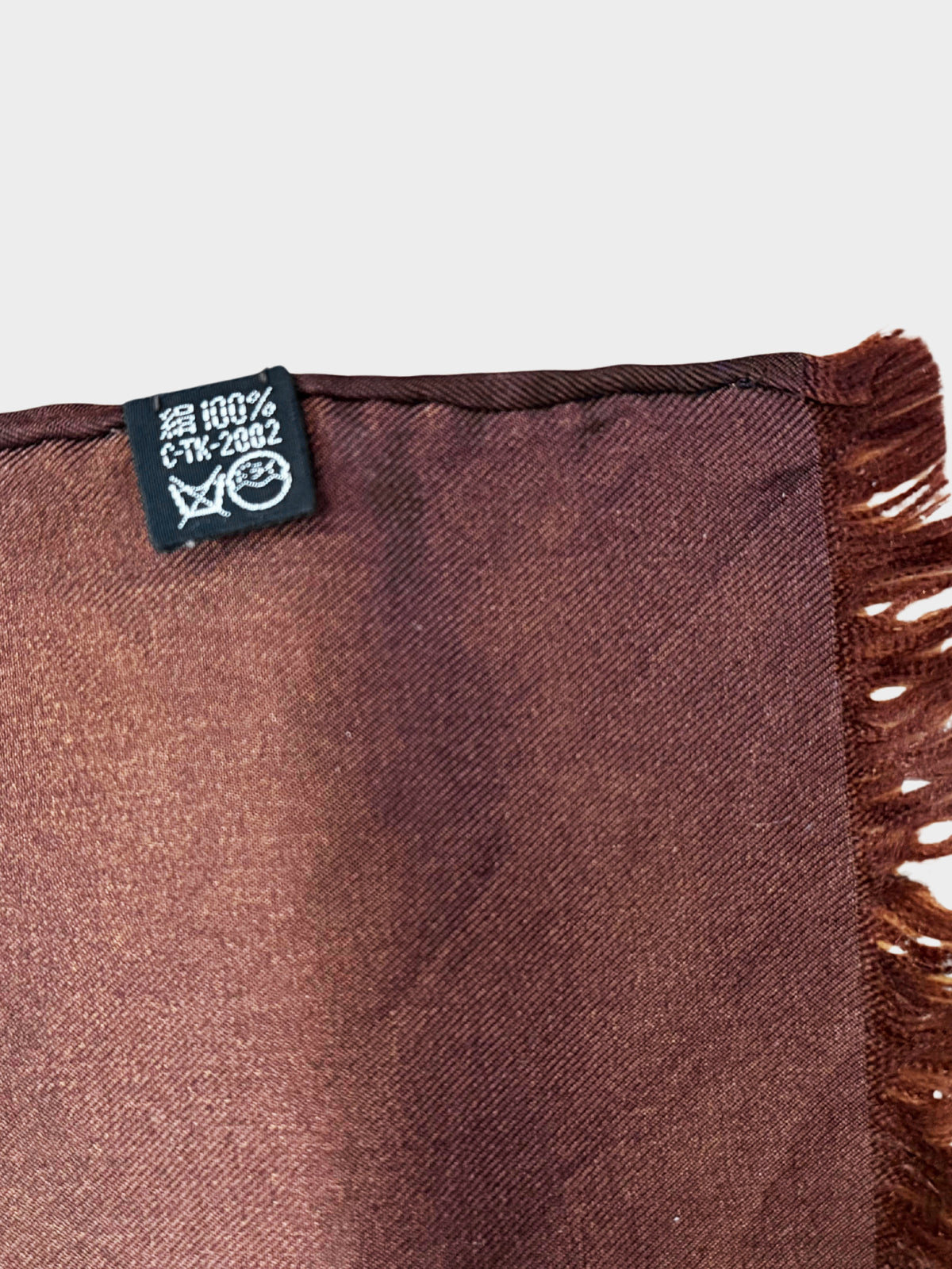 Yves Saint Laurent 2002 Brown and White Logo Silk Scarf