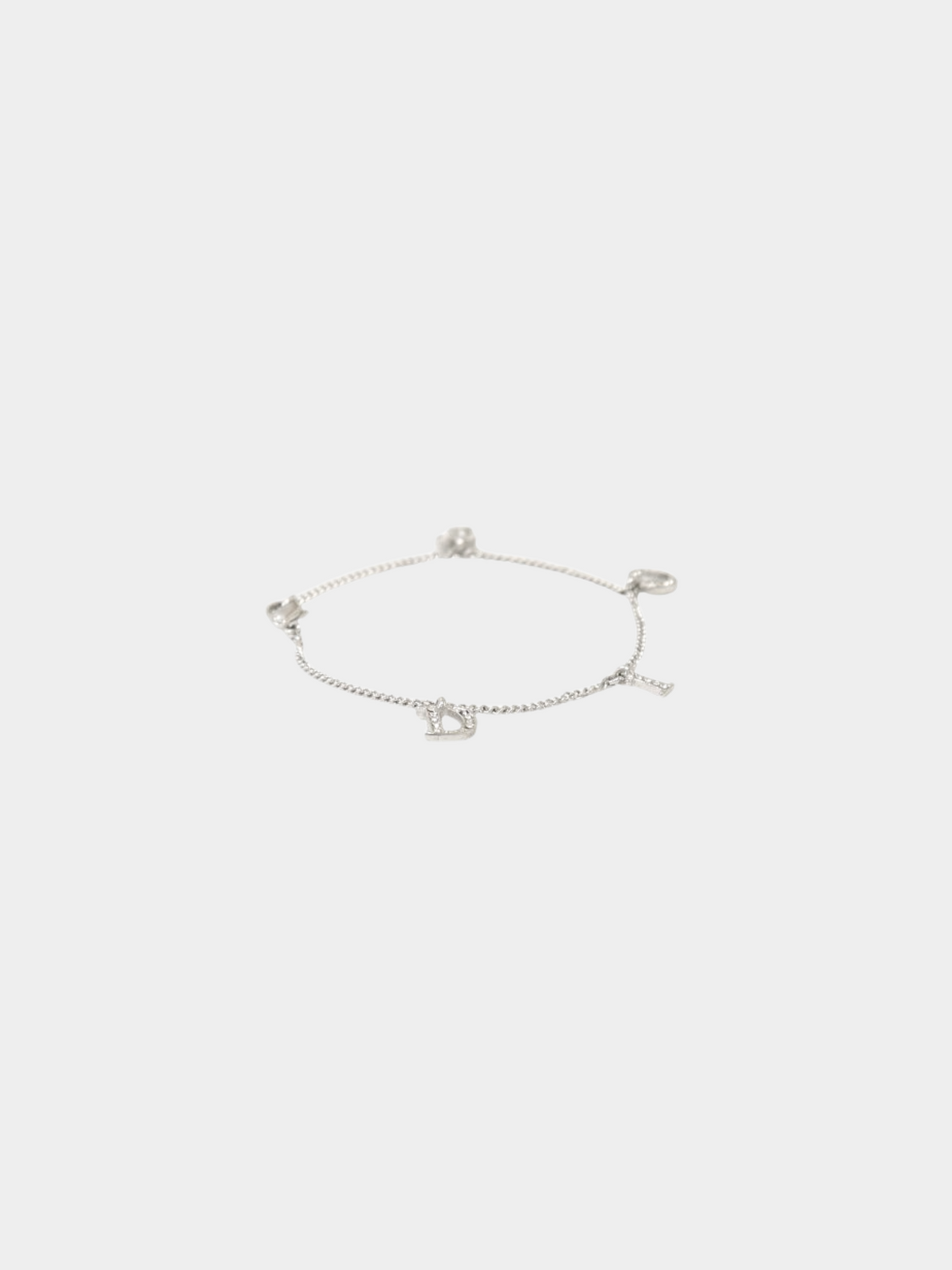 Christian Dior 2000s Rhinestone Logo Charm Bracelet