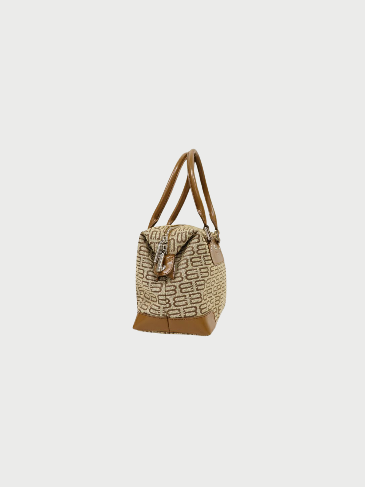 Balenciaga 2000s Beige Canvas Leather BB Logo Handbag