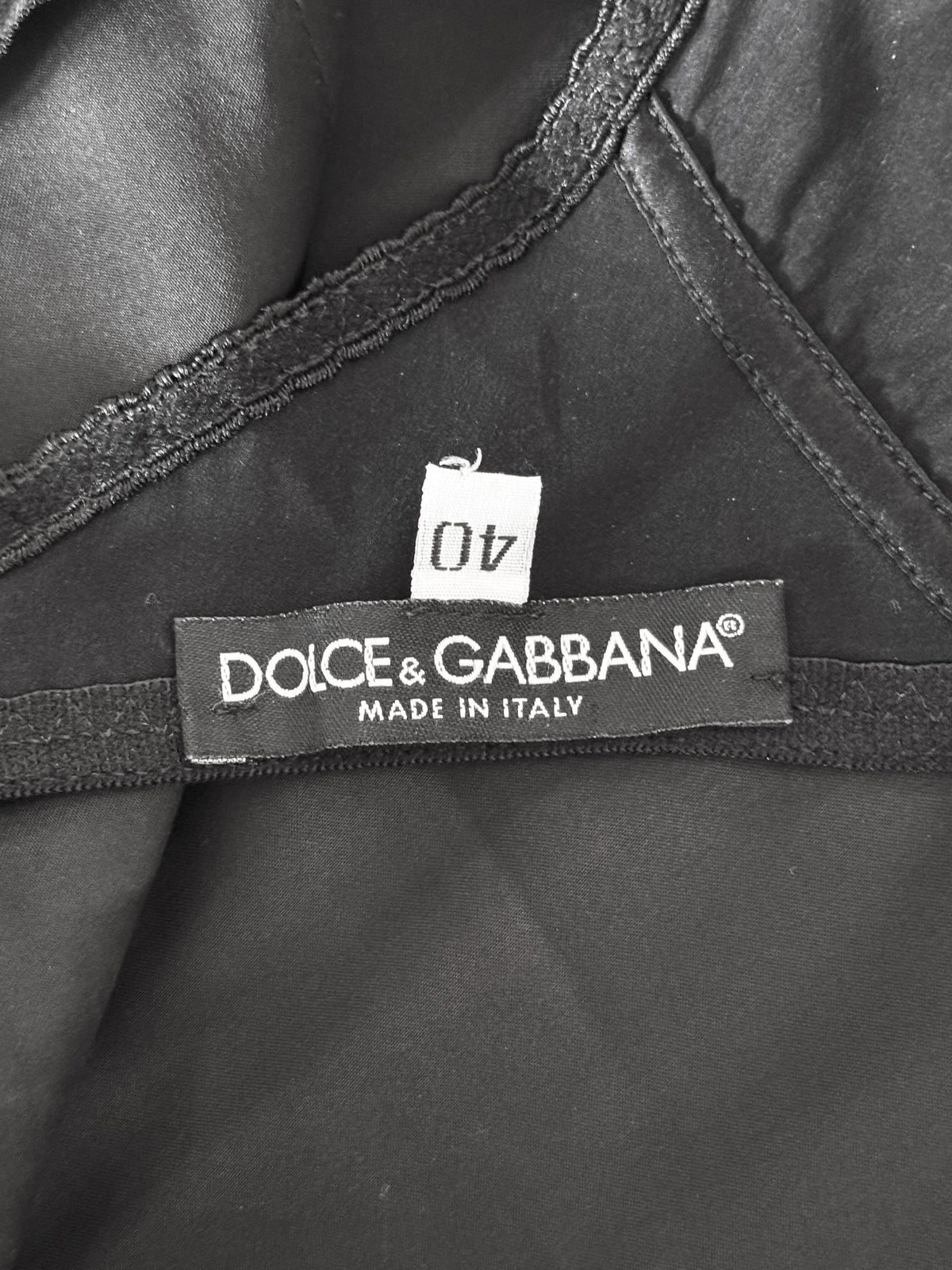 Dolce and Gabbana 2010s Black Satin Bodycon Dress