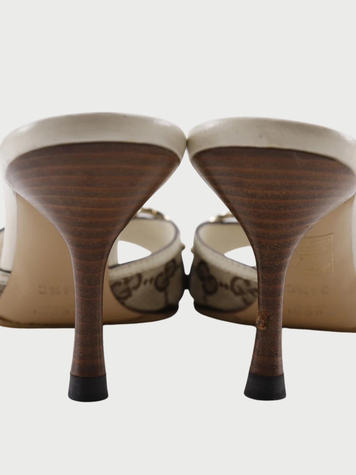 Gucci 2000s White GG Canvas Bamboo Bit Mules