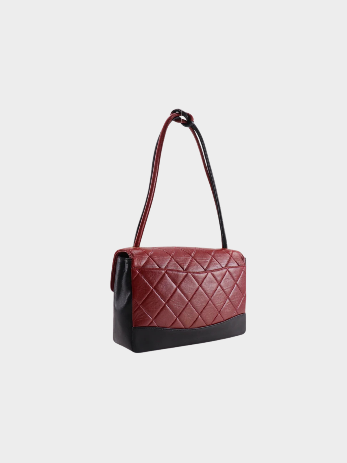Chanel 2000s Black Red Lambskin Bicolor Matelassé Shoulder Bag