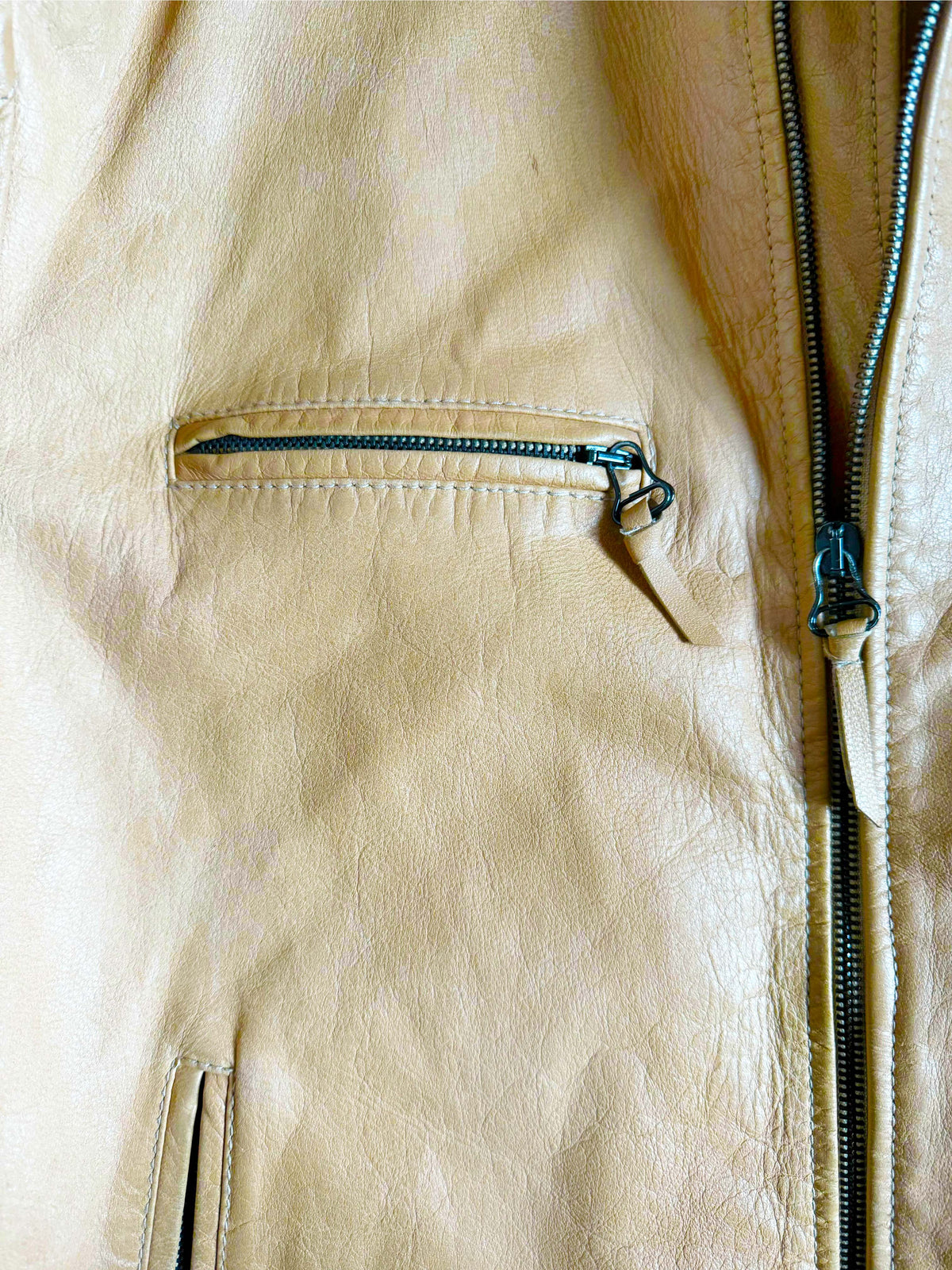 Dolce & Gabbana 2000s Beige and Red Striped Biker Jacket