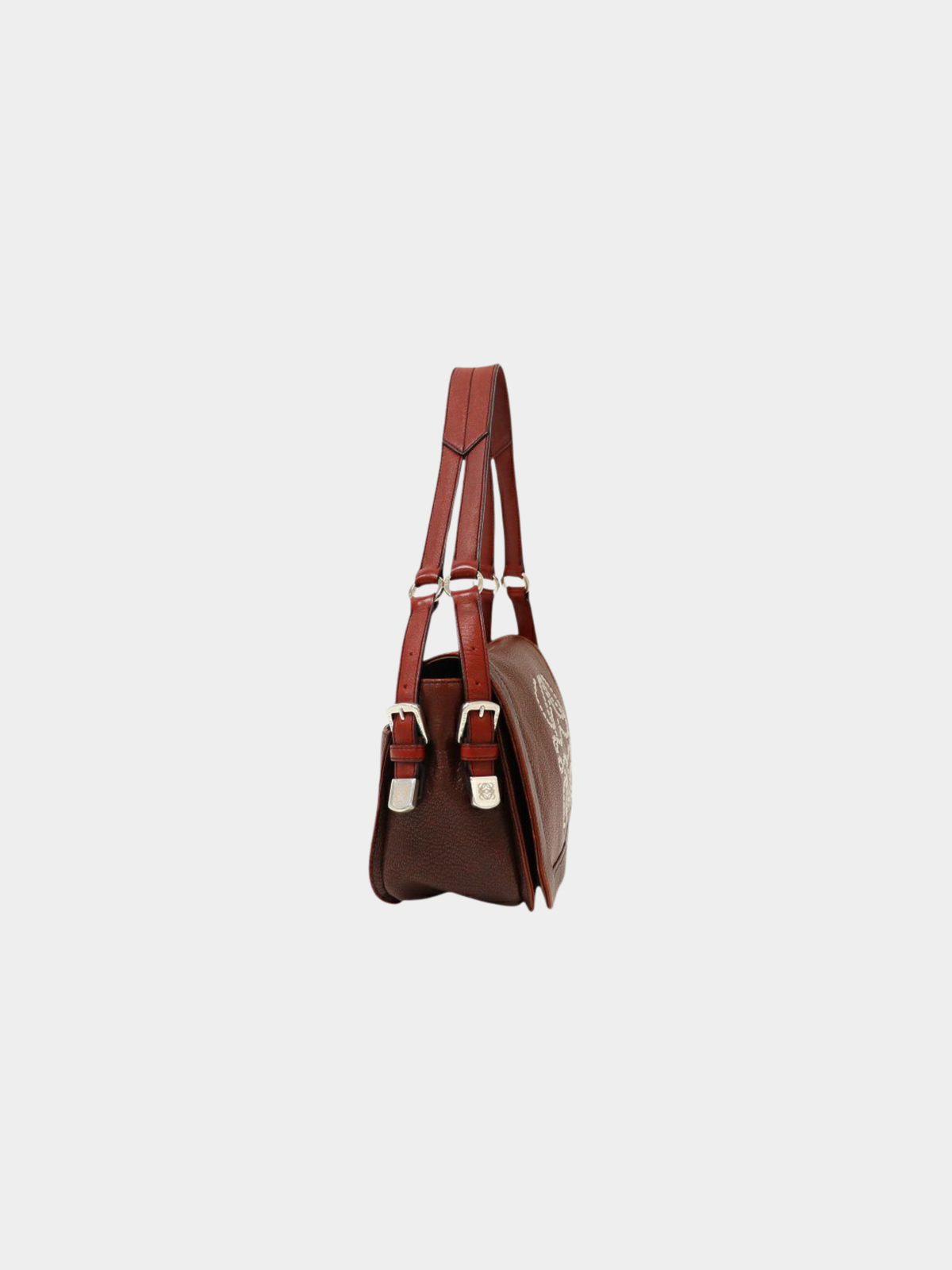 Loewe 2000s Bordeaux Leather Anagram Studs One-Shoulder Bag