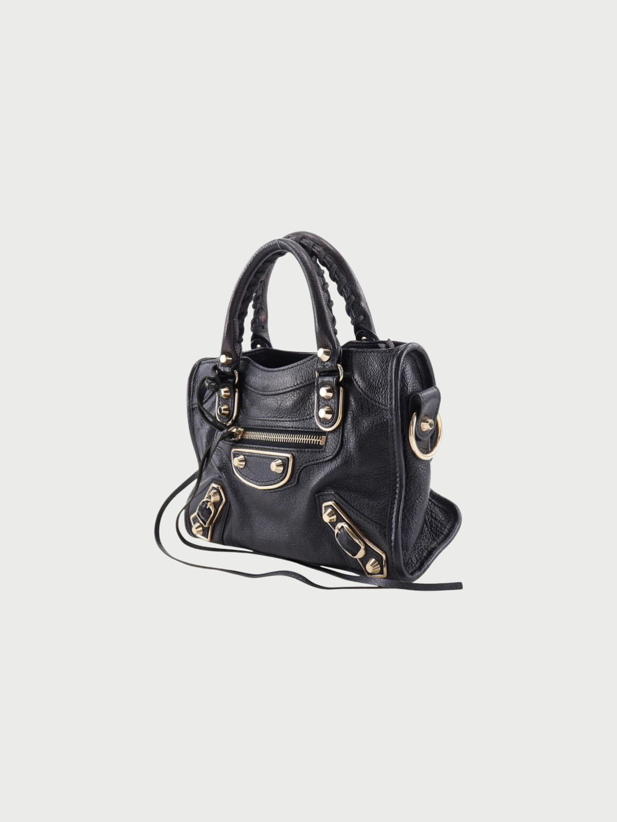 Balenciaga 2010s Black Leather Giant Mini City Handbag