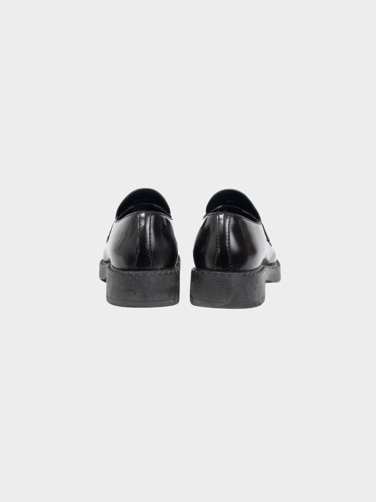 Prada 2010s Chocolate Logo-Plaque Leather Loafers