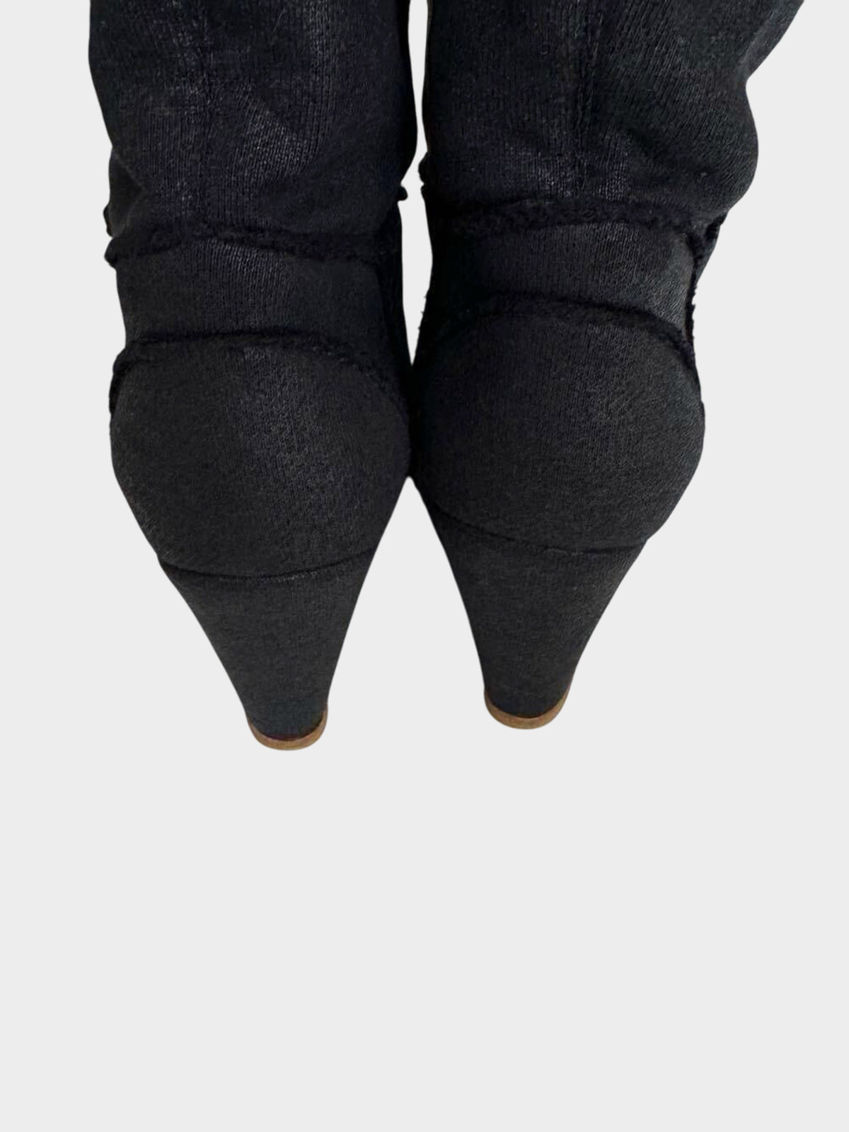 Chanel Resort 2008 Black Waxed Cotton Peep-toe Boots