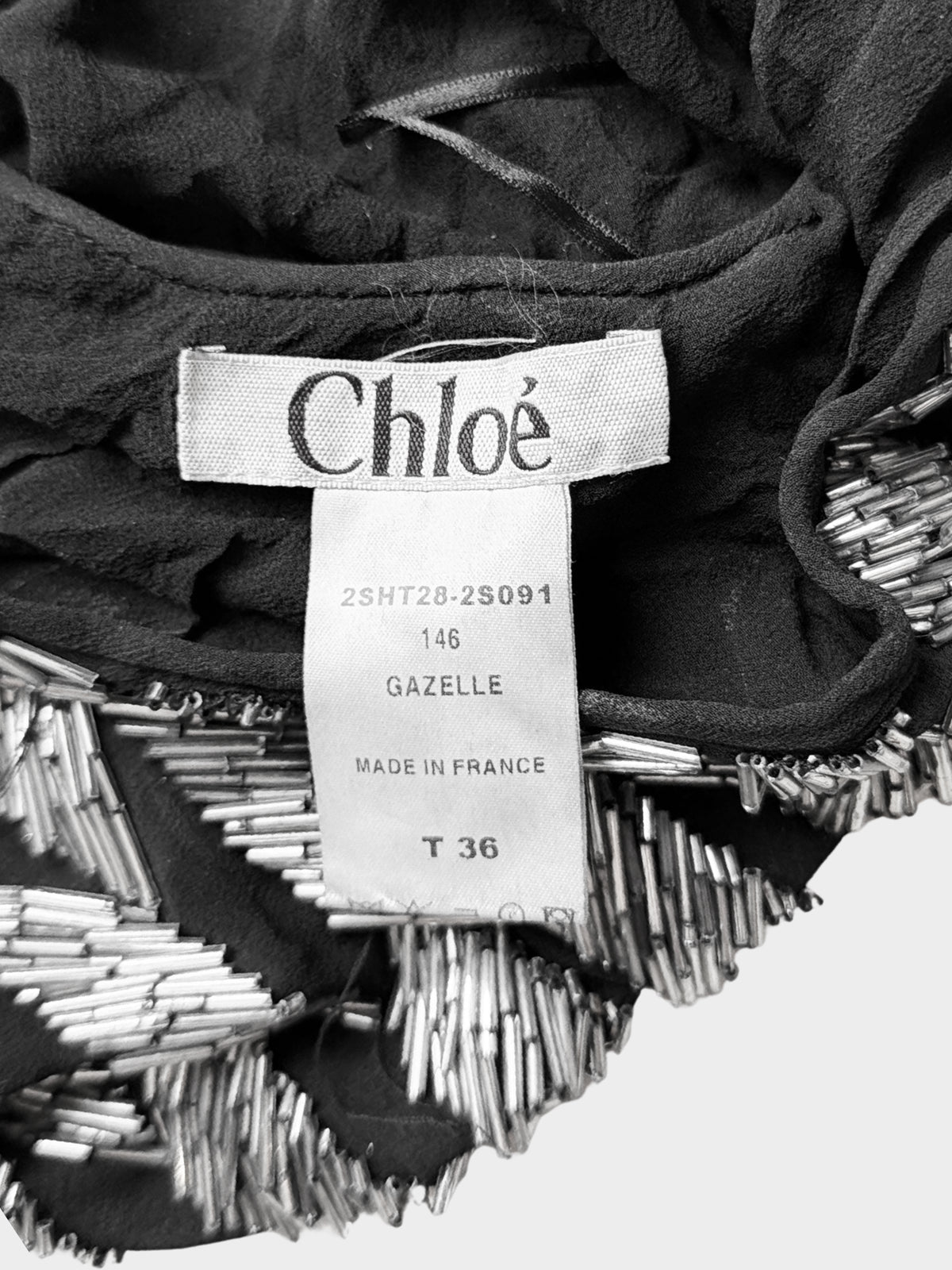 Chloe SS 2002 Rare Black and Silver Beaded Halter Neck Backless Top