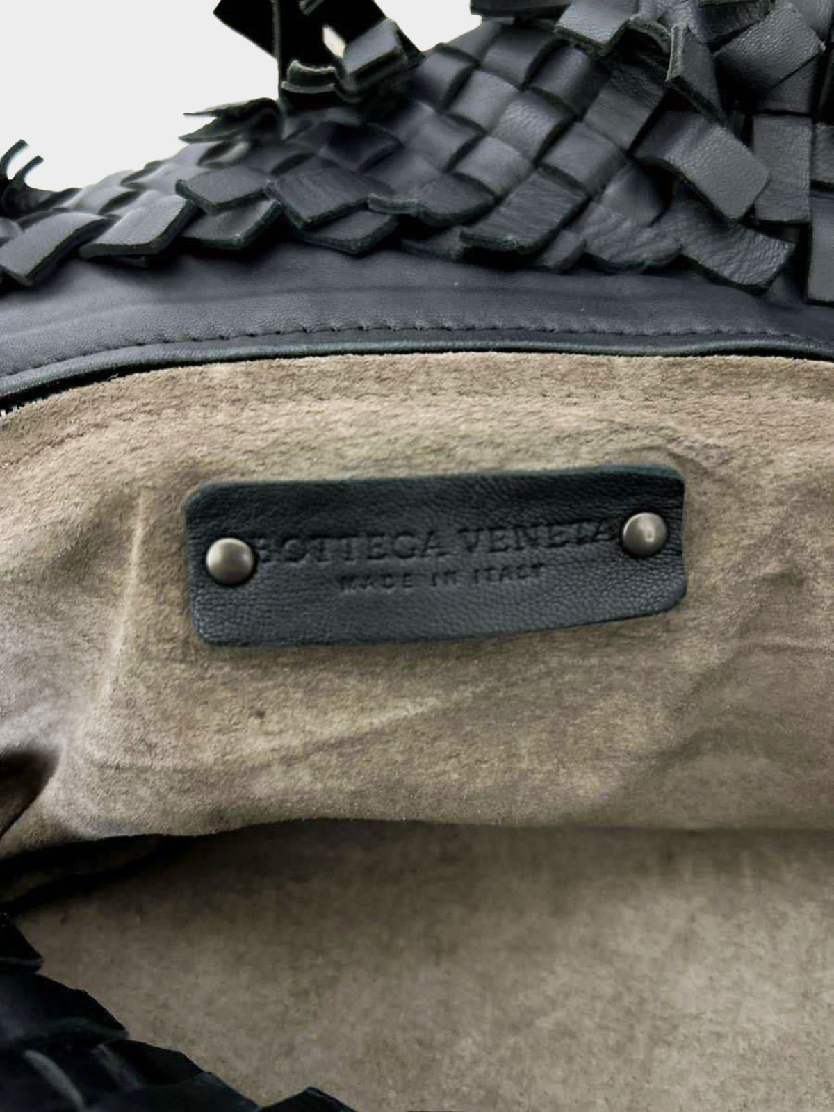 Bottega Veneta 2011 Black Lido Patchwork Fringe Intrecciato Nappa Tote