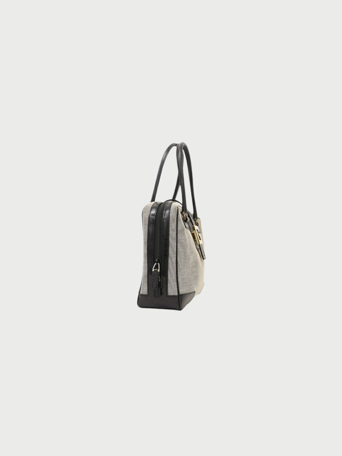 Gucci 2000s Green Black G Hardware Canvas Leather Handbag