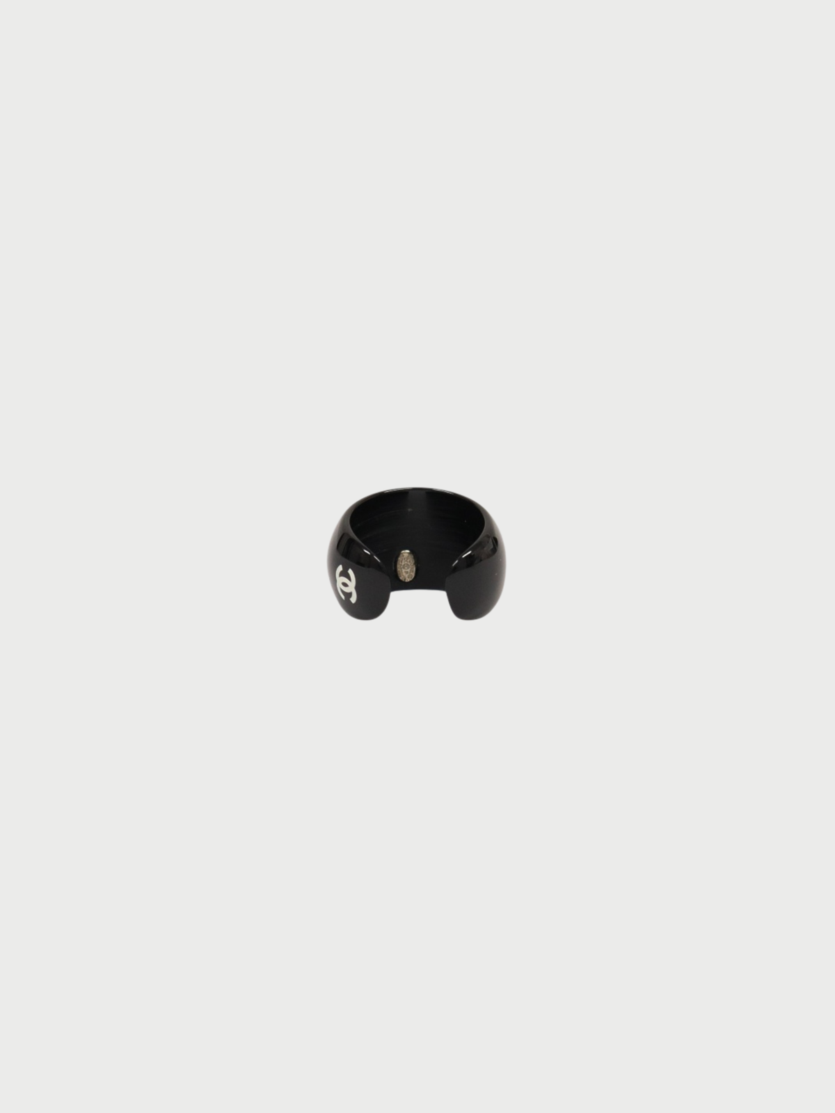 Chanel 2001 Black Ivory Plastic COCO Ring