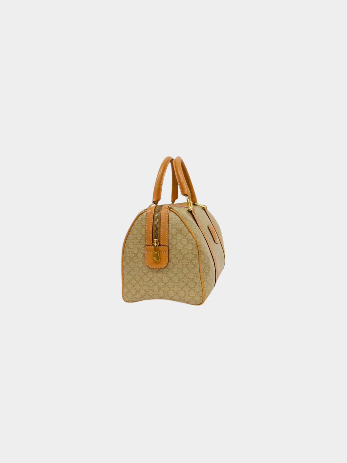 Celine 2000s Beige Macadam Blazon PVC Boston Bag