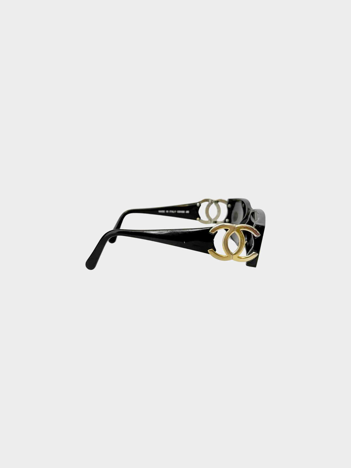 Chanel 1990s Black and Gold CC Sunglasses