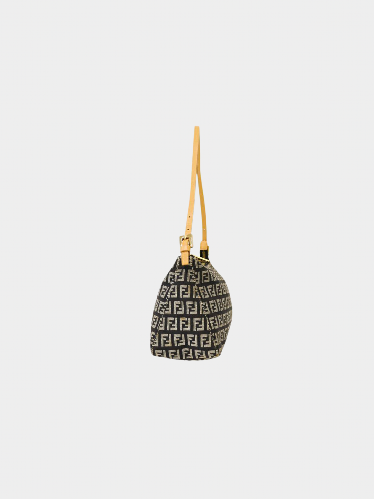 Fendi 2000s Black Beige Zucchino One-Shoulder Bag