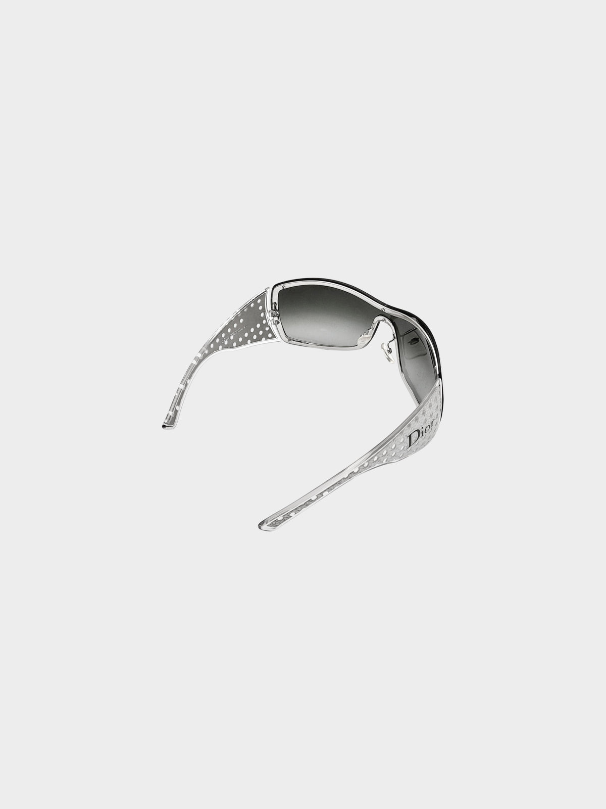 Christian Dior 2000s Silver and Black Quadrille Shield Sunglasses