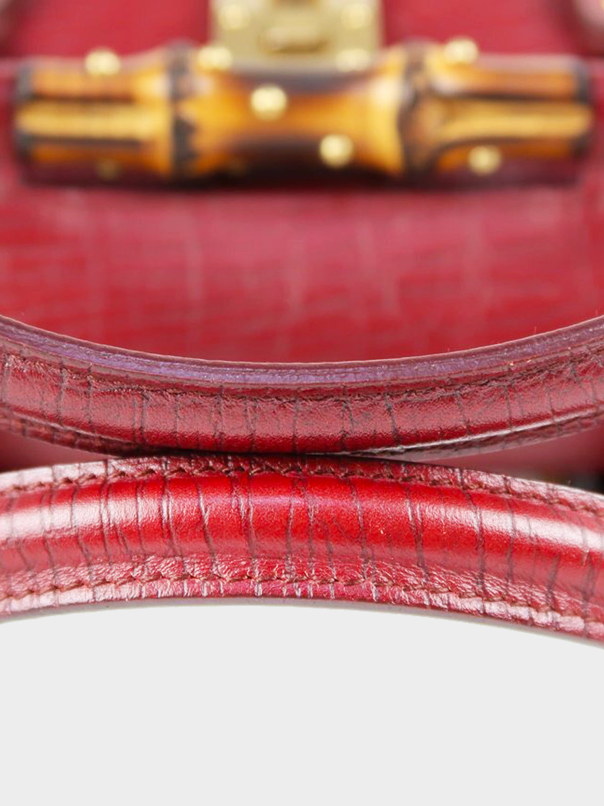 Gucci Early 2000s Red Leather Bamboo Bullet Mini Bag