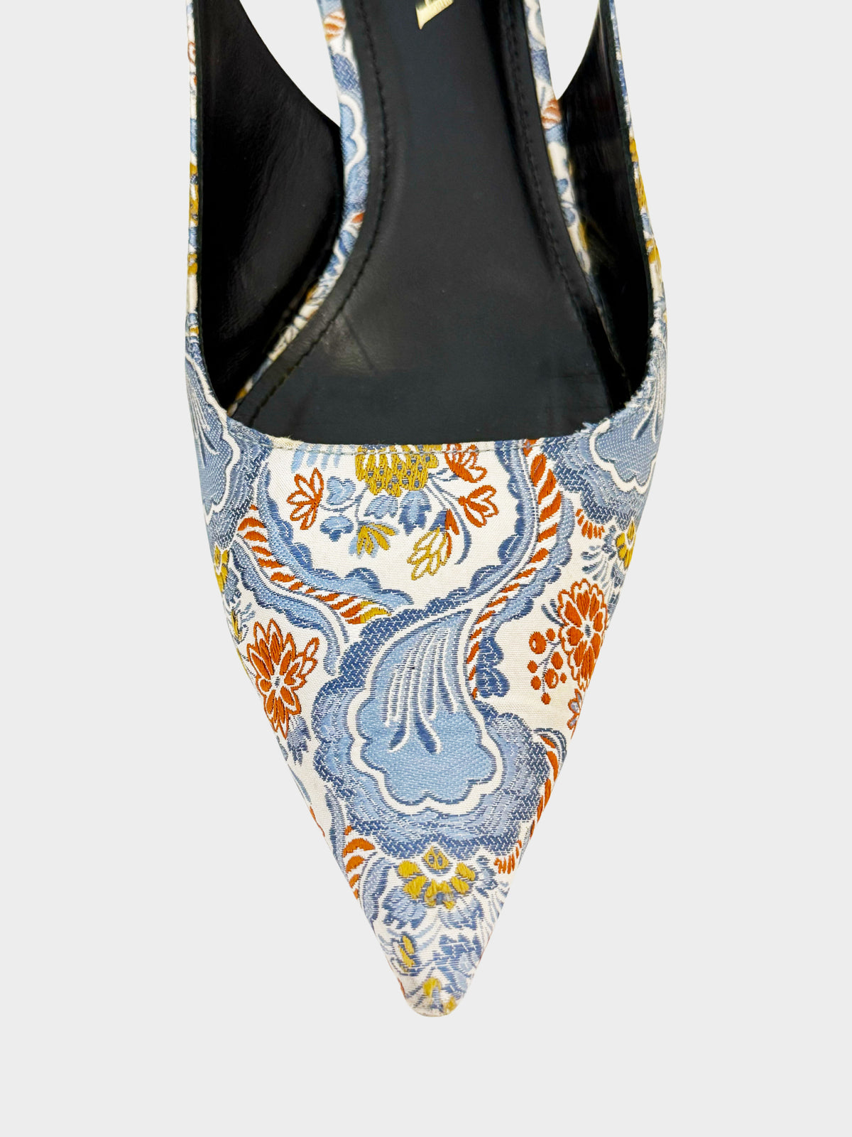 Prada SS 2015  Multicolor Floral Brocade Slingback Heels