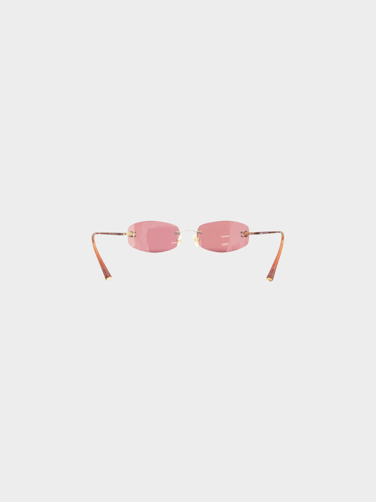 Chanel 2000s Brown Rectangular Rimless CC 4002 Sunglasses