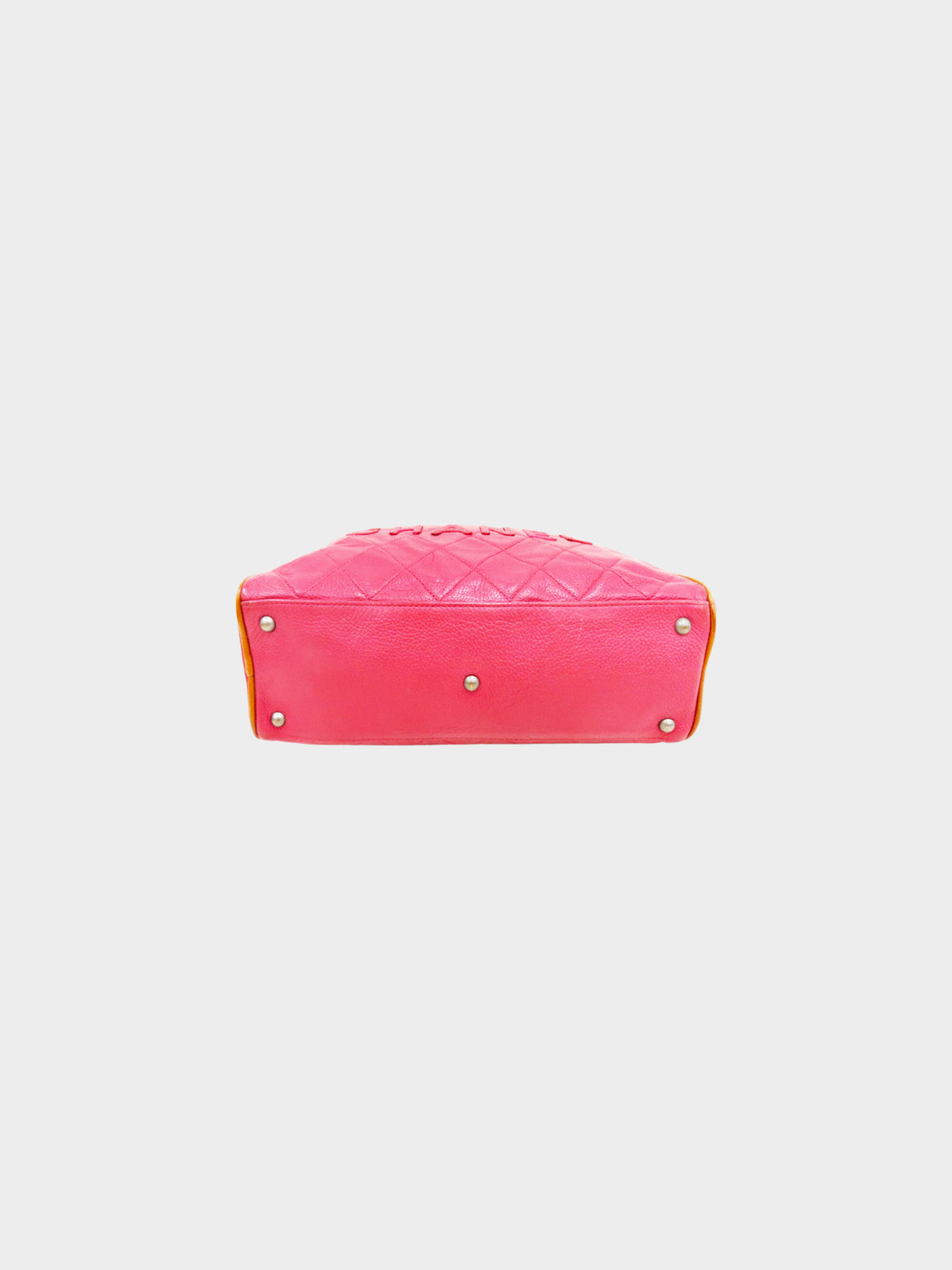 Chanel 2000-2002 Pink Quilted Caviar Leather and Brown Patent Boston Bag