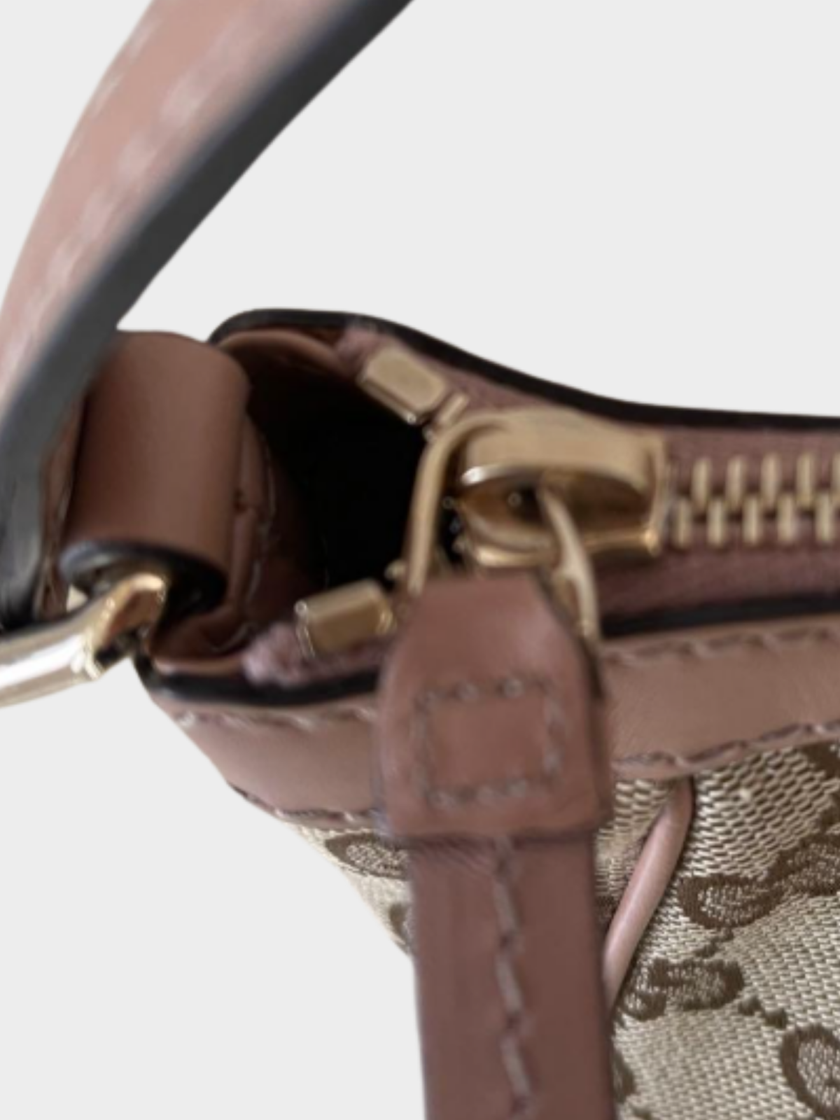 Gucci 2000s Brown GG Rosa Beige Canvas Mayfair Pochette Castaño