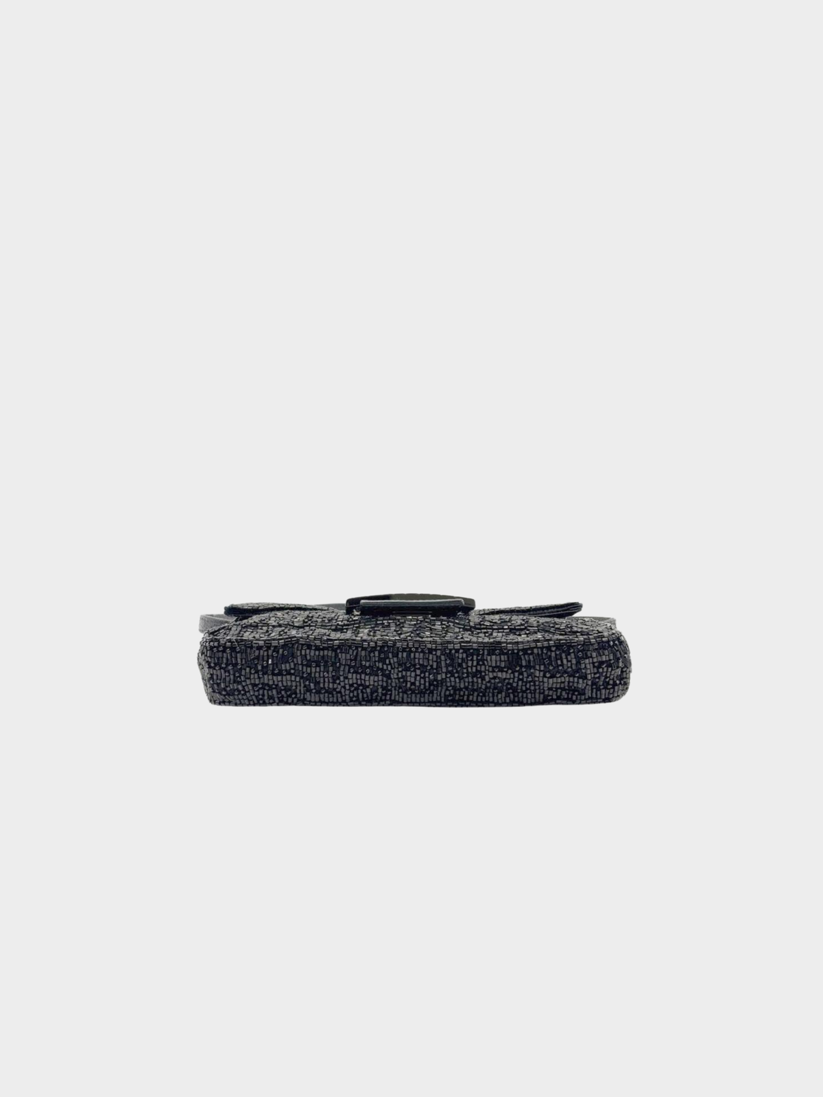 Fendi 2000s Black Beaded Baguette Shoulder Bag