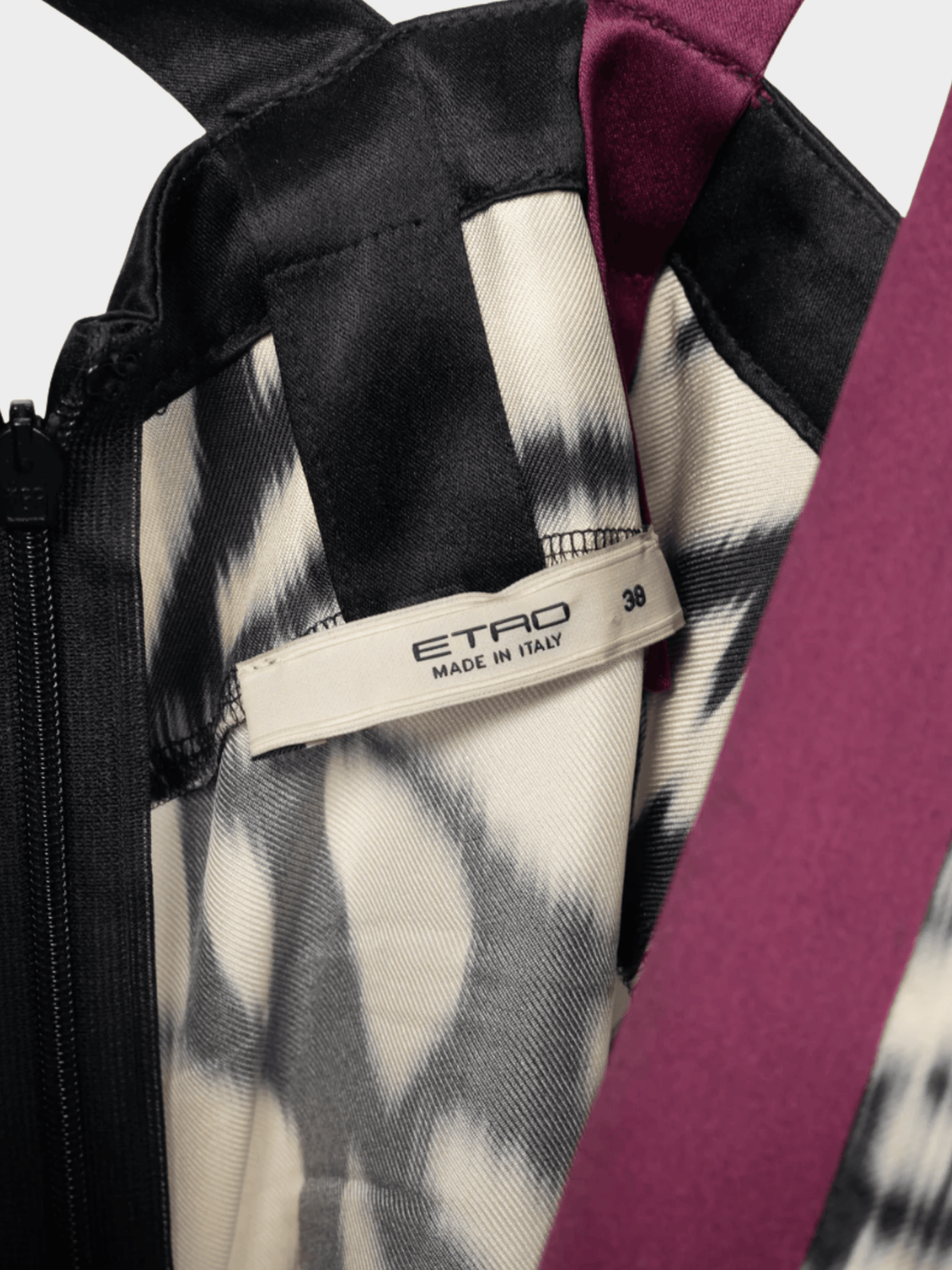 Etro 2000s White and Black Tie-Dye Silk-Satin Babydoll Tank