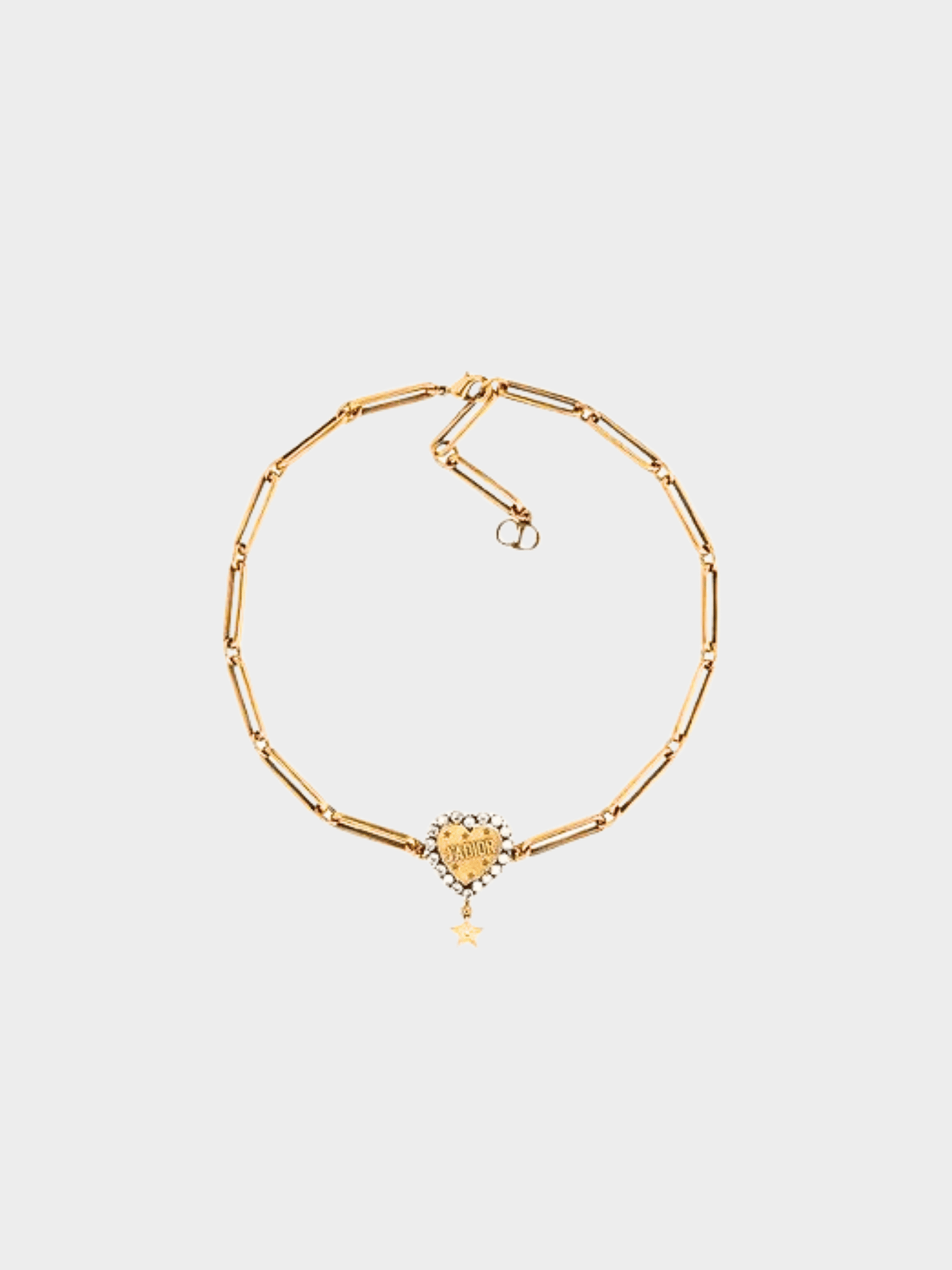 Christian Dior 2010s Gold Crystal J'ADIOR Heart Necklace