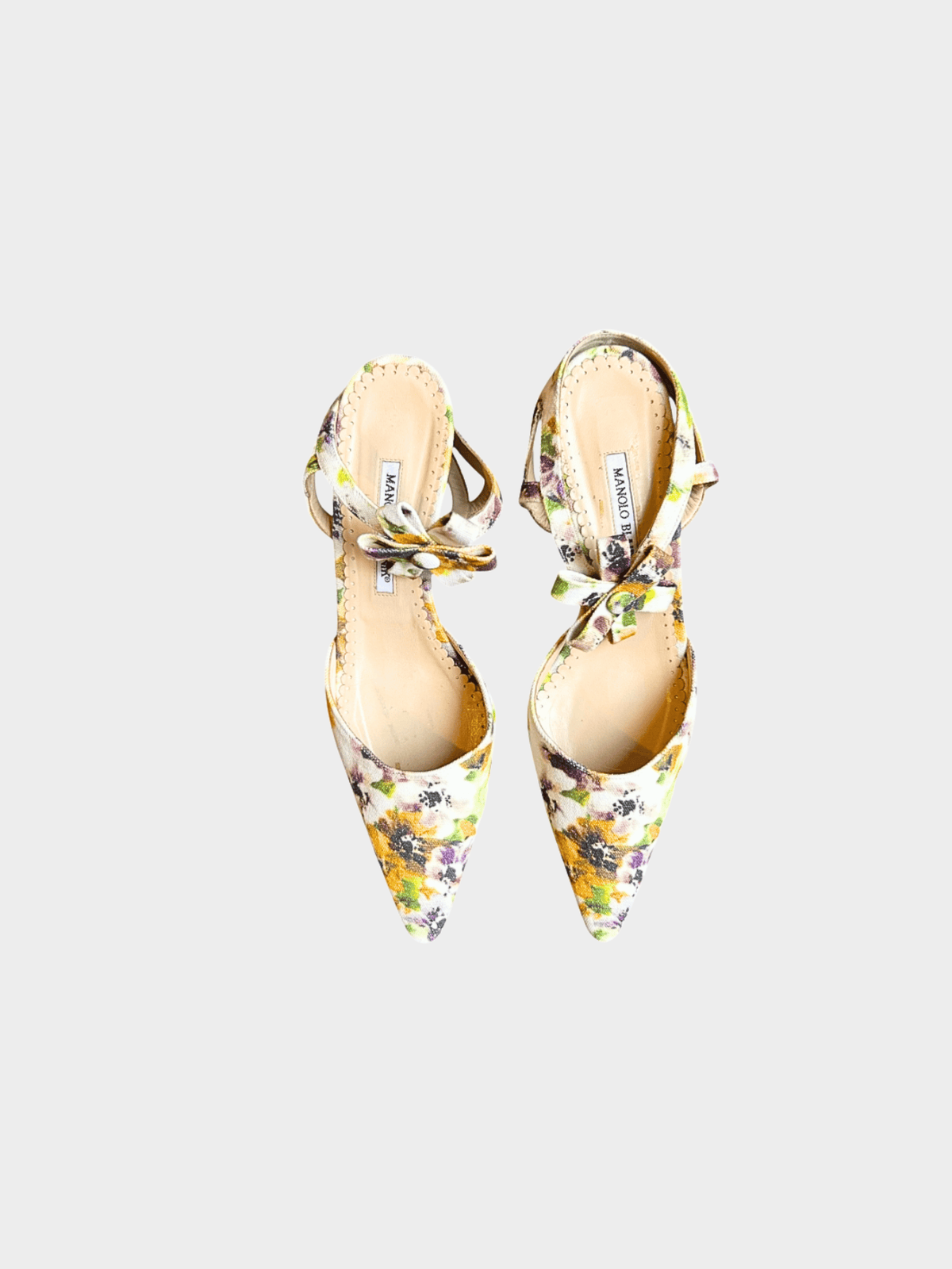 Manolo Blahnik 2000s Floral Printed Canvas Heels