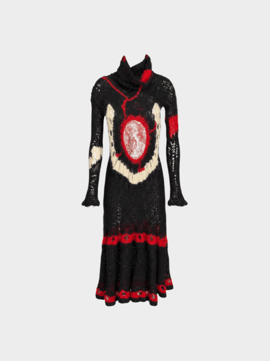 Jean Paul Gaultier FW 2007 Black and Red Mohair Spiderweb Knit Dress