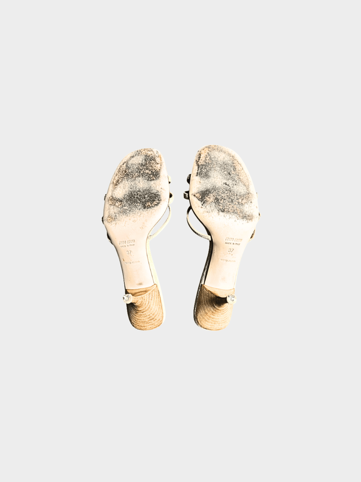Miu Miu 2000s Beige Floral Suede Mule Heels