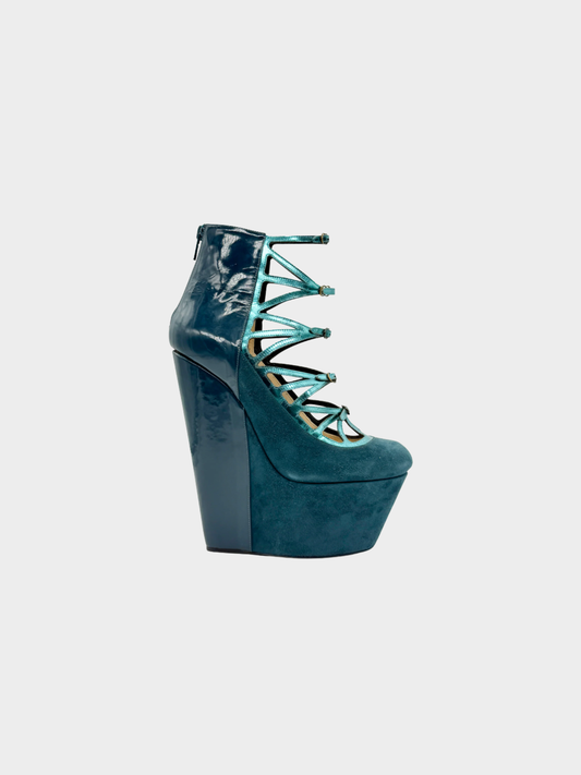 John Galliano FW 2009 Blue Platform Wedge