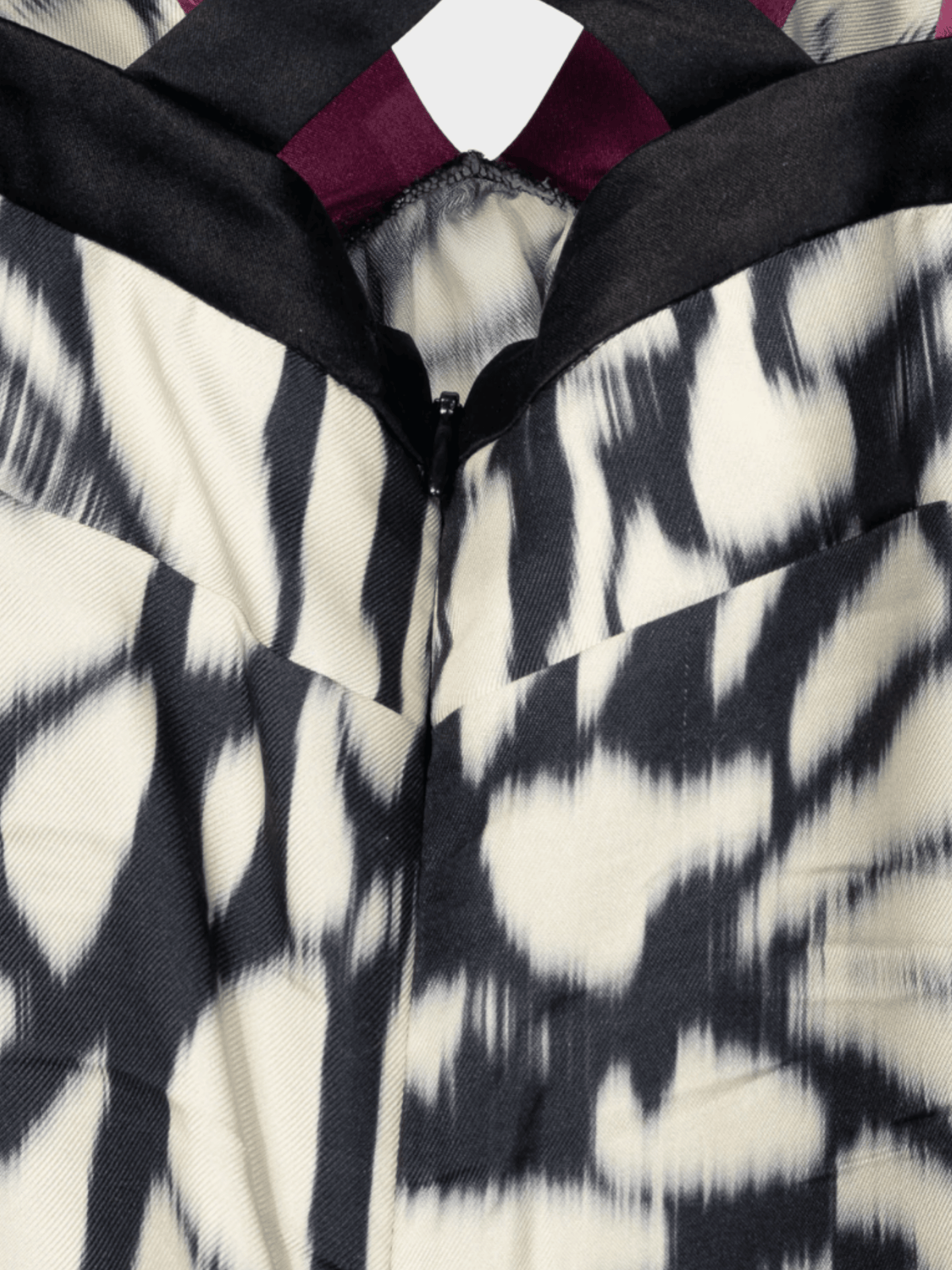 Etro 2000s White and Black Tie-Dye Silk-Satin Babydoll Tank