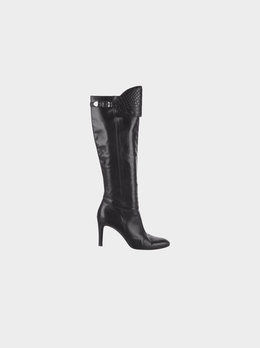 Gucci FW 2005 Black Crocodile Leather Boots