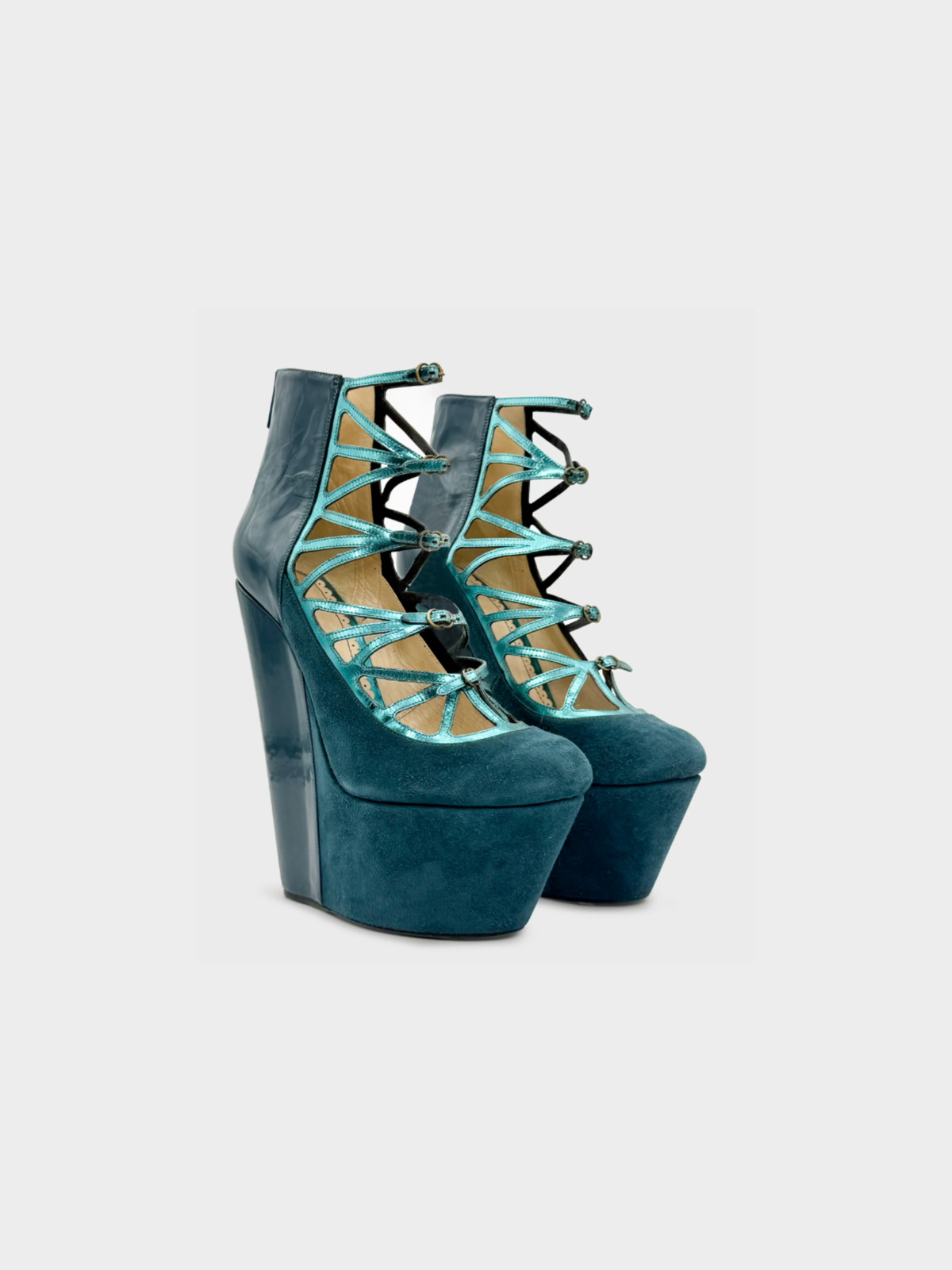 John Galliano FW 2009 Blue Platform Wedge
