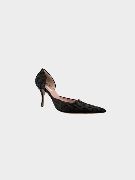 Prada 2000s Black Fabric Textured Kitten Heels