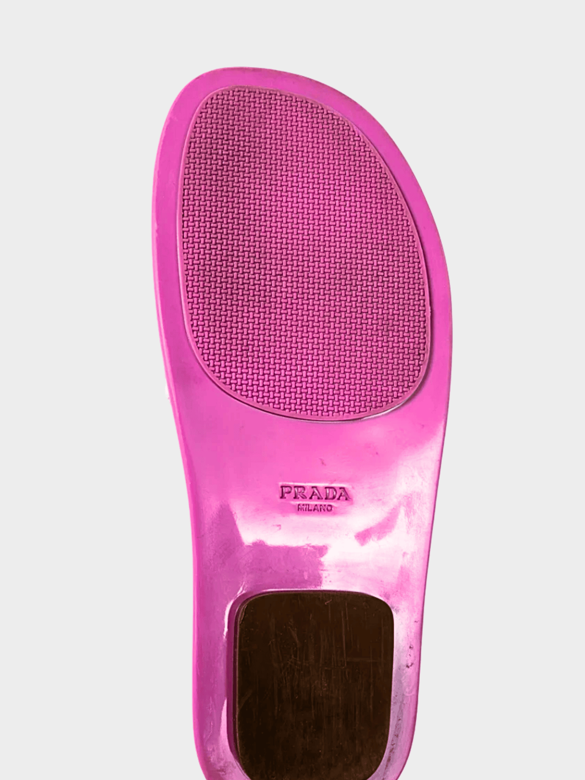 Prada SS 2017 Runway Pink Color-Block Rubber & Leather Slides