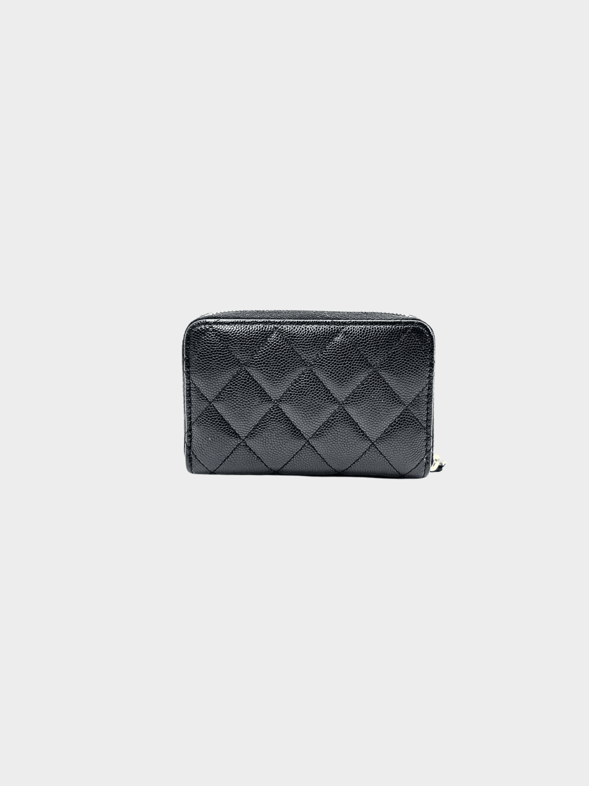 Chanel 2000s Black Lambskin Quilted Zip Coin Purse