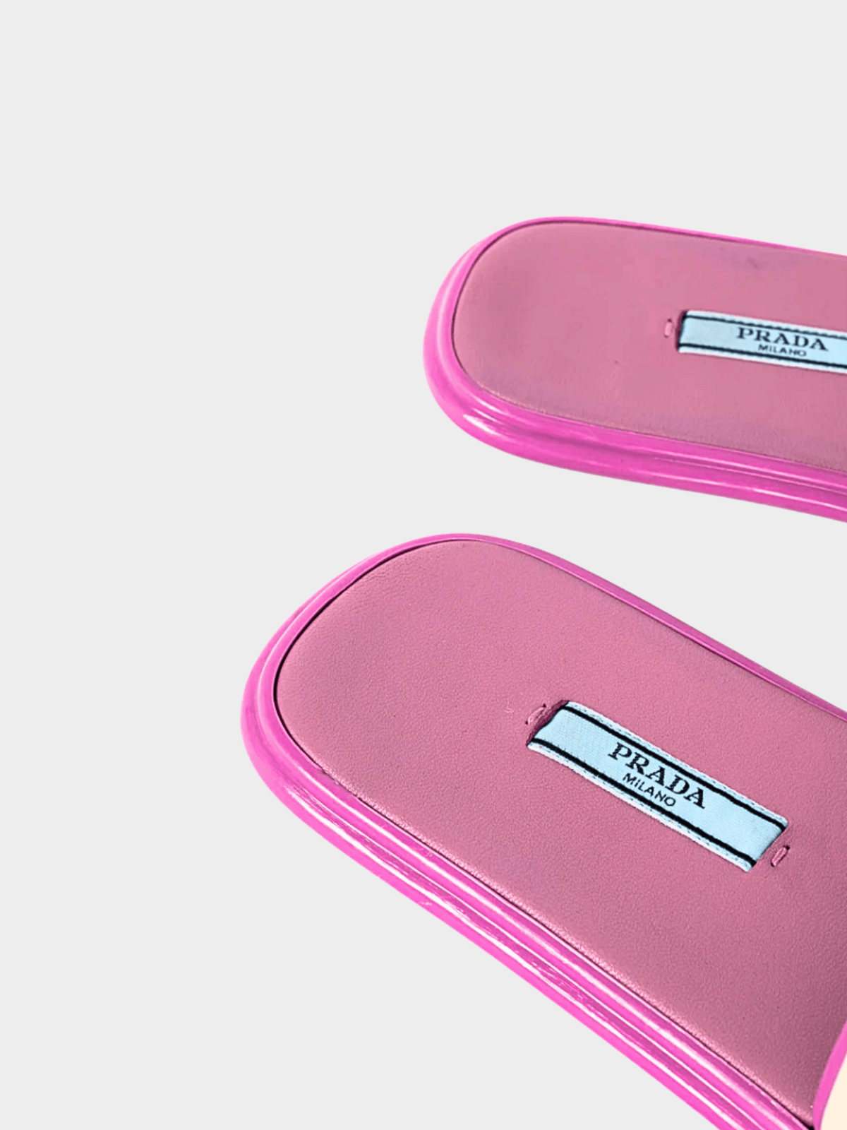 Prada SS 2017 Runway Pink Color-Block Rubber & Leather Slides