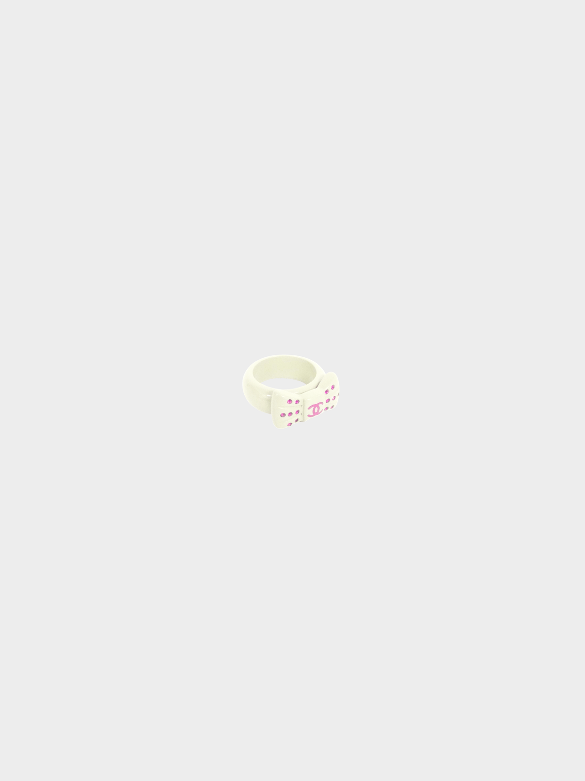 Chanel 2002 White and Pink Bow Ring