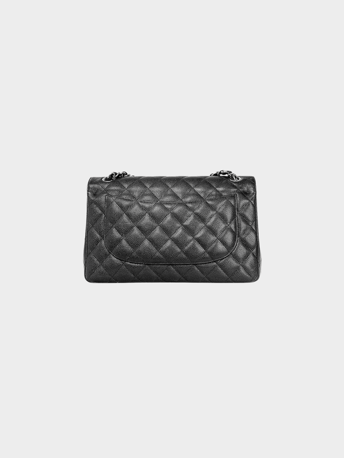 Chanel 2010s Jumbo Classic Black Caviar Quilted Double Flap Bag