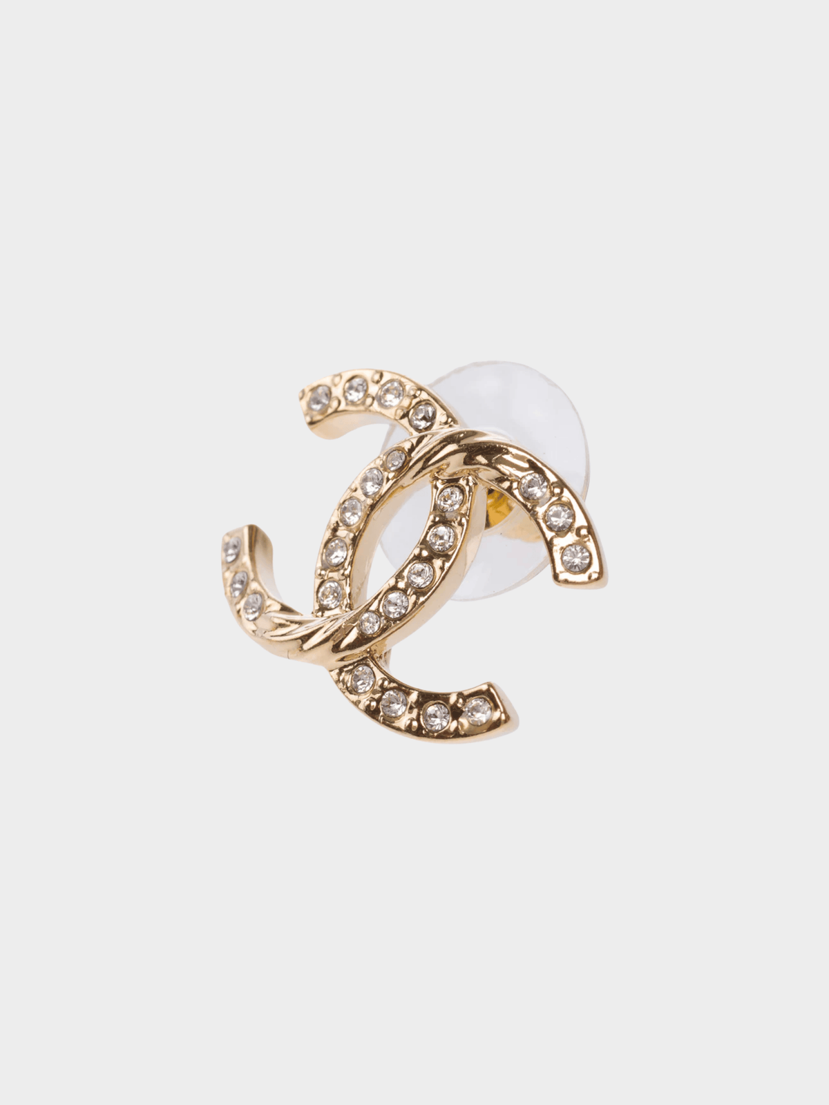 Chanel 2000s Gold Rhinestoned CC Earrings